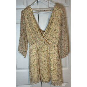 As U Wish Yellow Floral Whimsical Romantic Dress‎ Medium